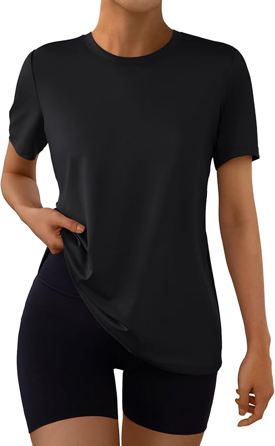 AUTOMET Women's Workout Tops Short Sleeve Gym Shirts Summer Athletic Yoga Tshirts