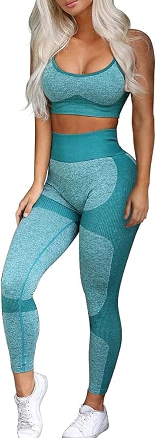 OLCHEE Women’s Workout Sets 2 Piece - Seamless Yoga Leggings and Cross-Strap Sports Bra Gym Outfits