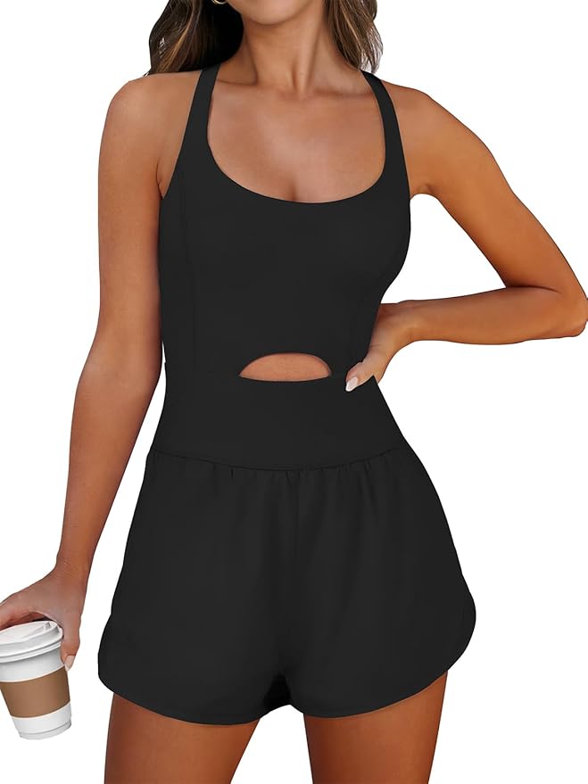 Caracilia Women's Workout Athletic Romper Summer Sets Short Jumpsuits Onesie Running Outfits