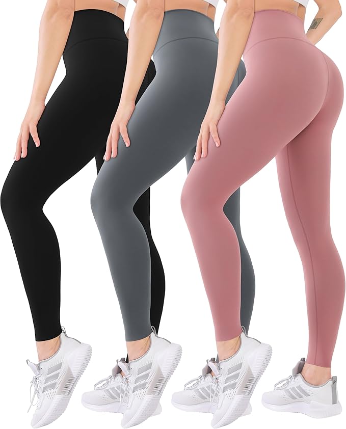 3 Pack High Waisted Leggings for Women-Soft Athletic Tummy Control Pants