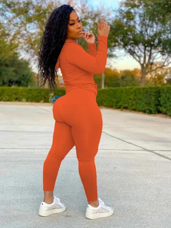 Piece Outfits For Women Sweatsuits Sets Hooded Tracksuit Long Sleev