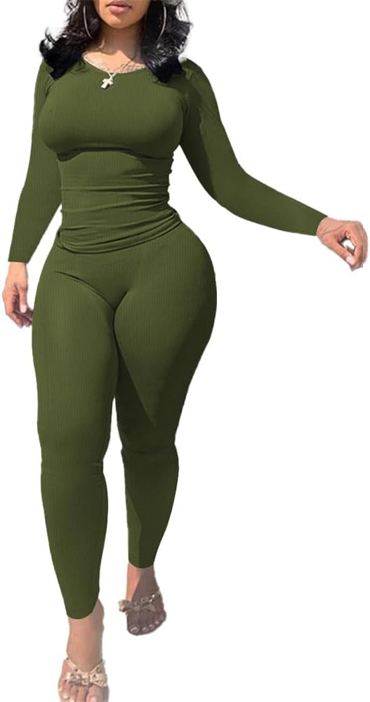 Two Piece Outfits for Women Casual Long Sleeve Bodycon Jogging Suits