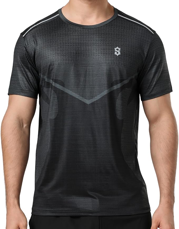 Men's Athletic Shirts with Design Performance Dry Fit Workout Shirts