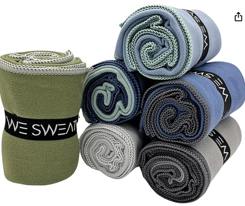 We Sweat’s (6 Pack) Microfiber Gym Towels, Silver ION Odor-Free Absorbent Fiber