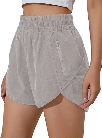 BMJL Women's Running Shorts Elastic High Waisted Shorts Pocket Sporty